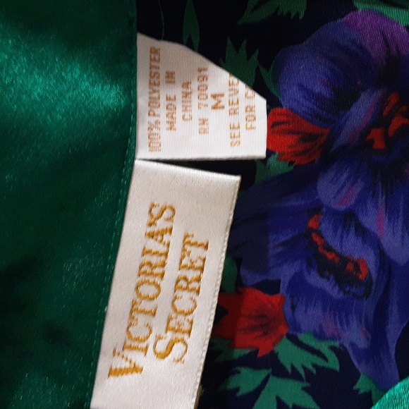 Victoria Secrets Floral Green Satin Women's Jacket Blazer M Y2k Fairy Retro Boho - Picture 6 of 7